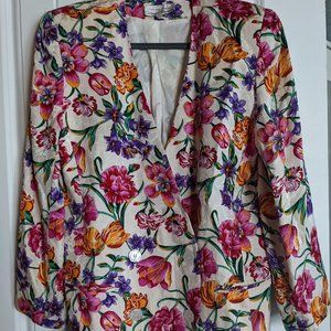Vintage Constance Saunders Floral Double Breasted Blazer